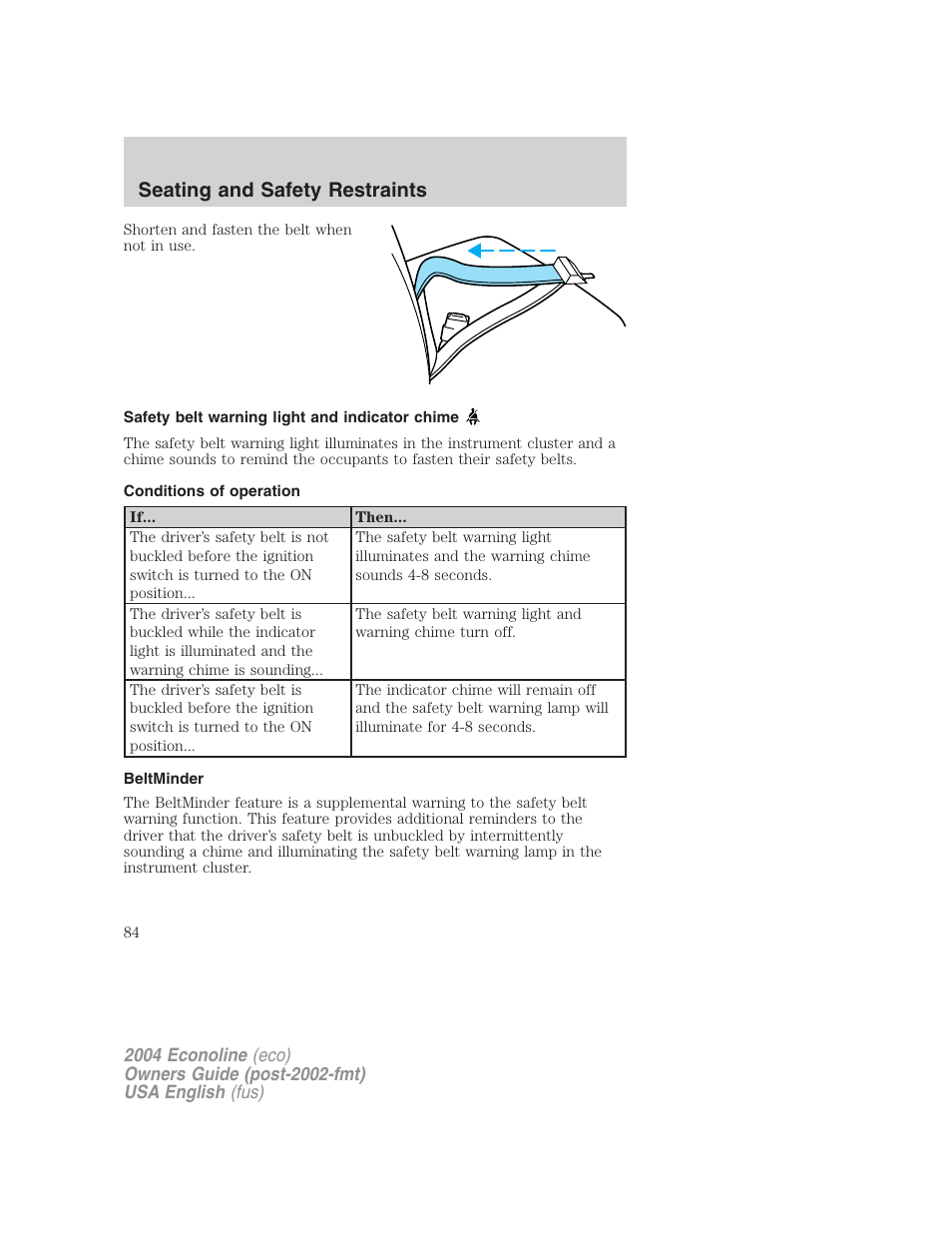 Seating and safety restraints | FORD 2004 E-450 v.1 User Manual | Page 84 / 240