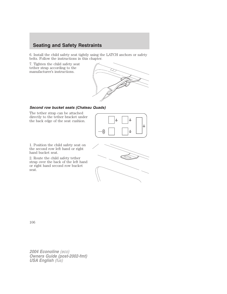 Seating and safety restraints | FORD 2004 E-450 v.2 User Manual | Page 106 / 248
