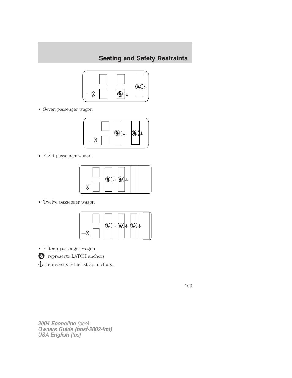 Seating and safety restraints | FORD 2004 E-450 v.2 User Manual | Page 109 / 248