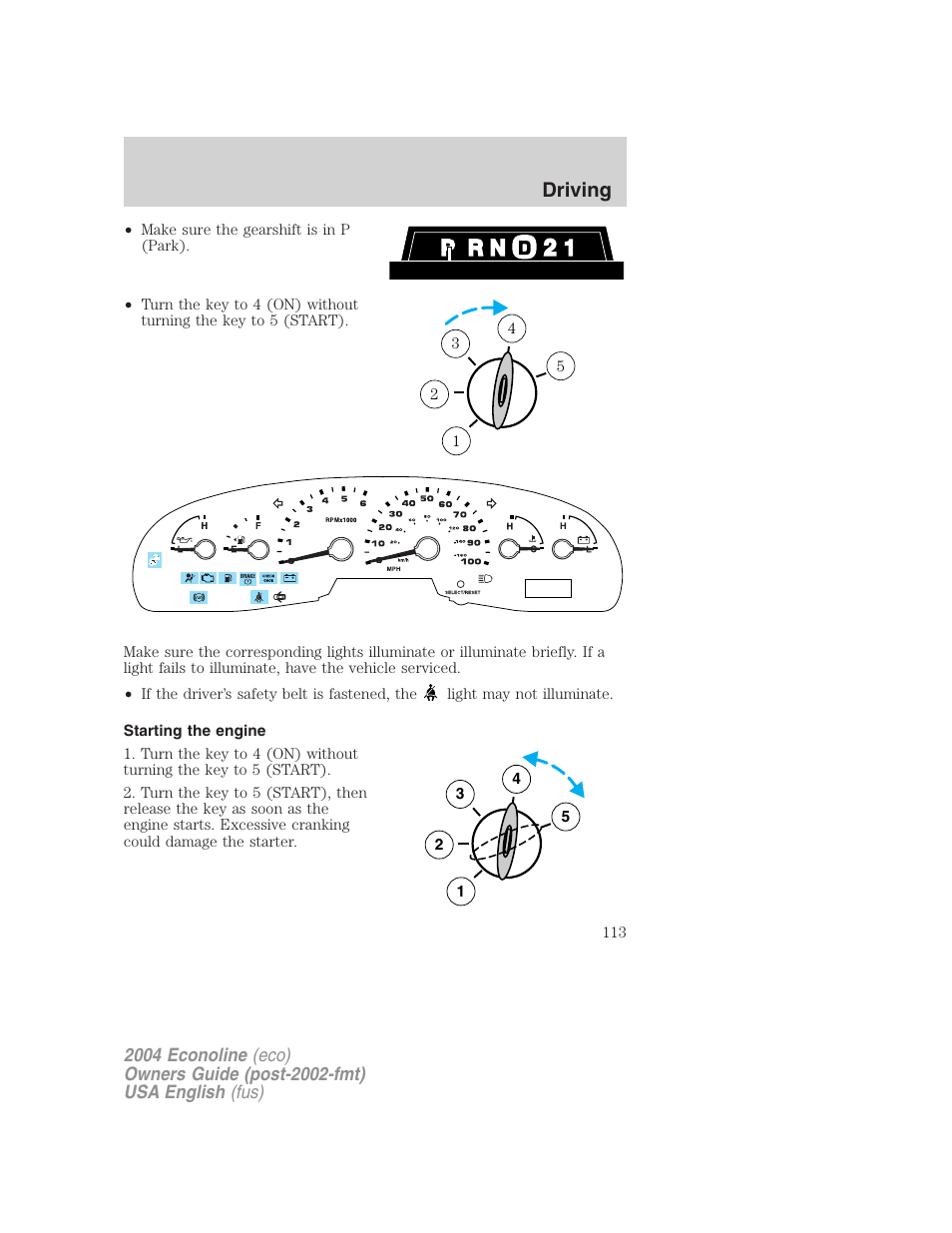 Driving | FORD 2004 E-450 v.2 User Manual | Page 113 / 248