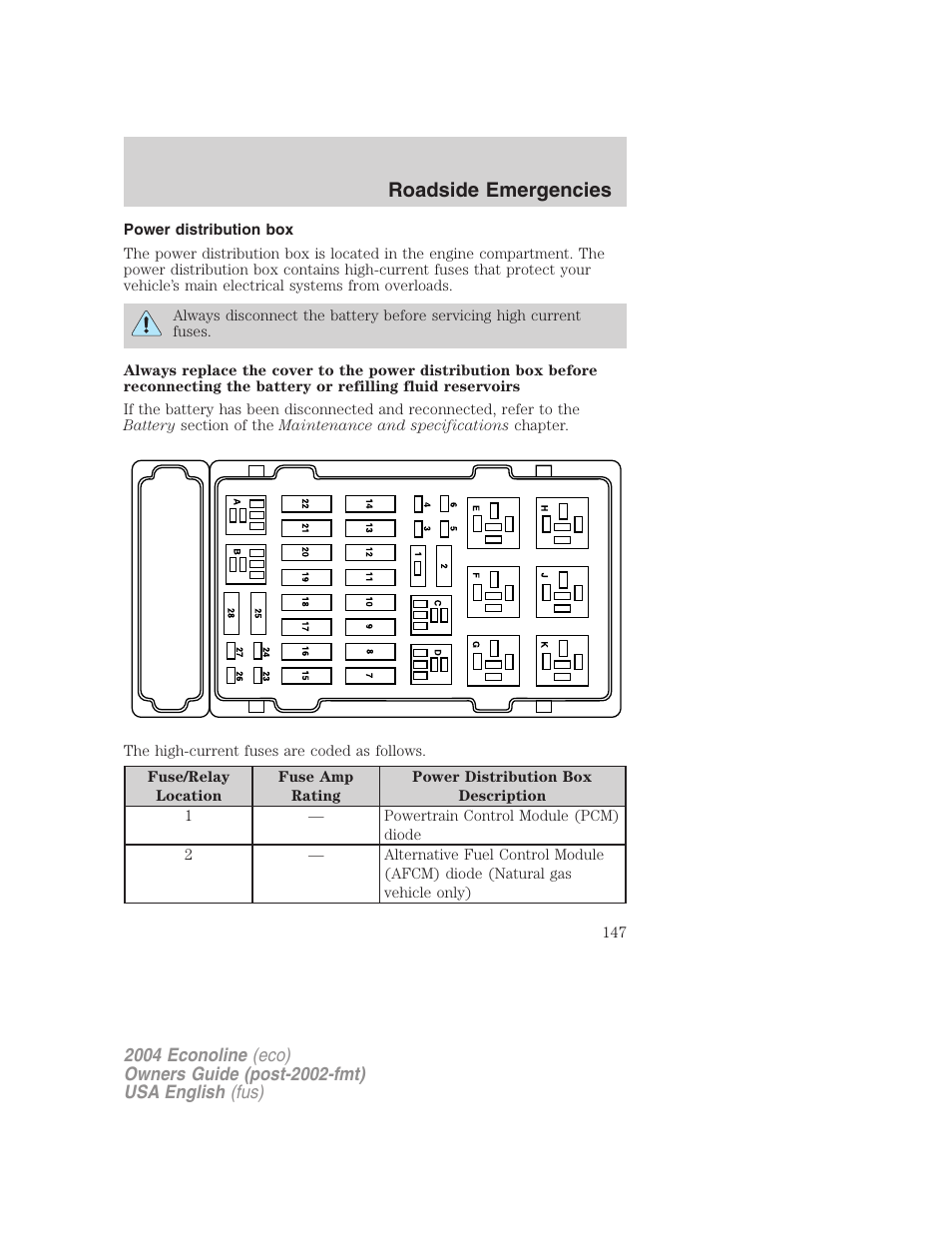 Roadside emergencies | FORD 2004 E-450 v.2 User Manual | Page 147 / 248