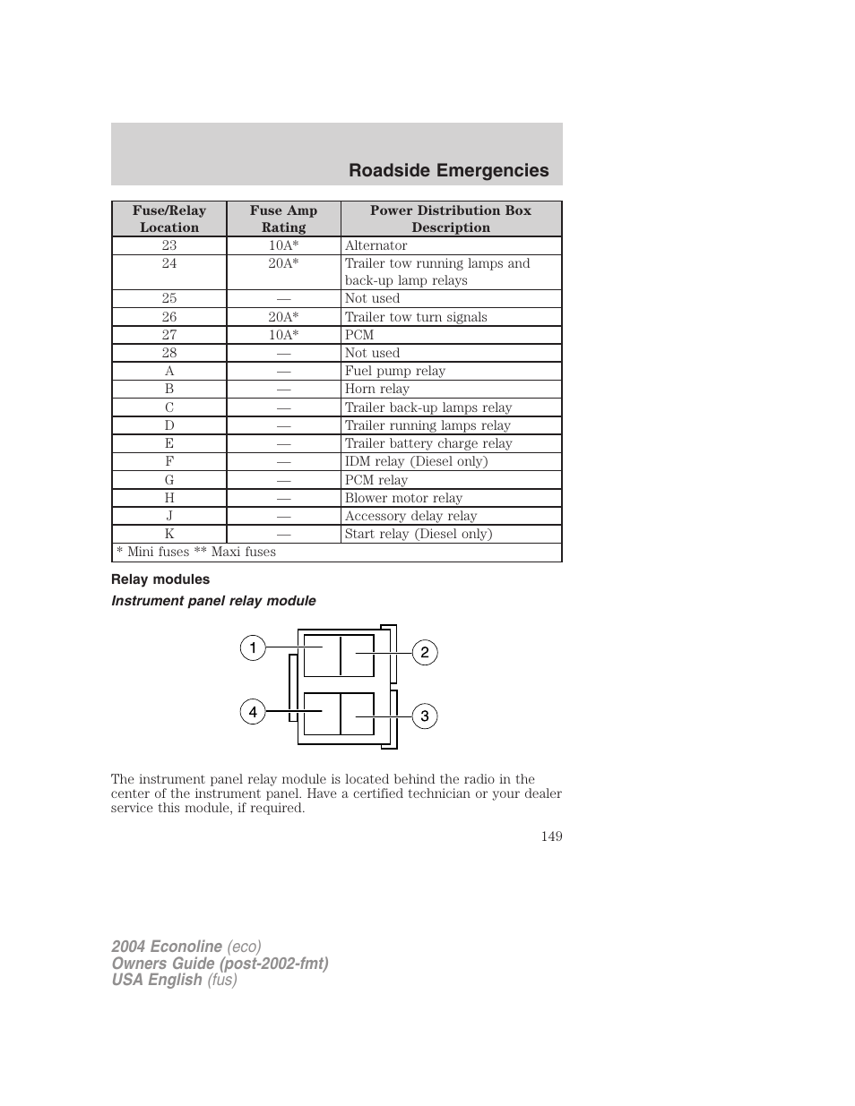 Roadside emergencies | FORD 2004 E-450 v.2 User Manual | Page 149 / 248