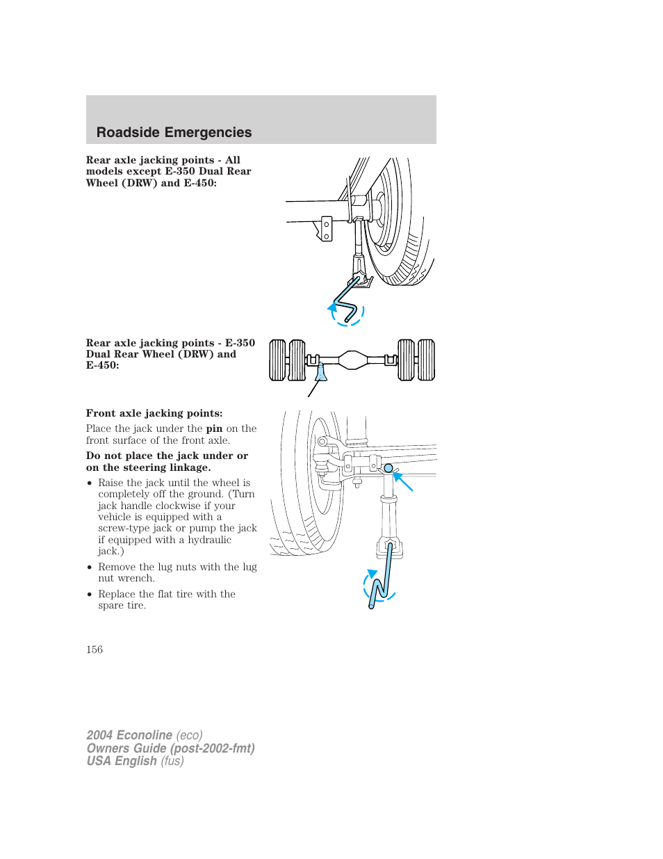 Roadside emergencies | FORD 2004 E-450 v.2 User Manual | Page 156 / 248