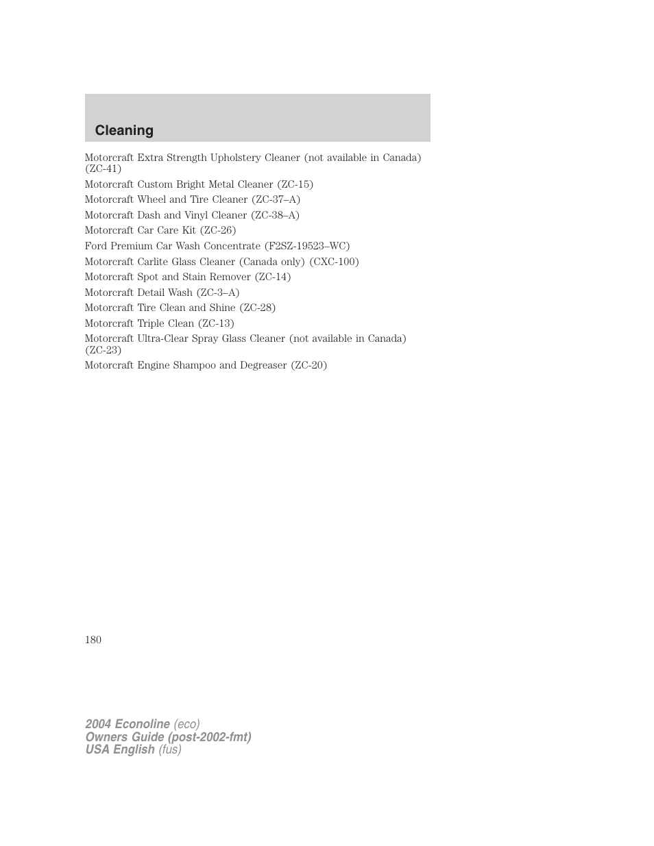 Cleaning | FORD 2004 E-450 v.2 User Manual | Page 180 / 248
