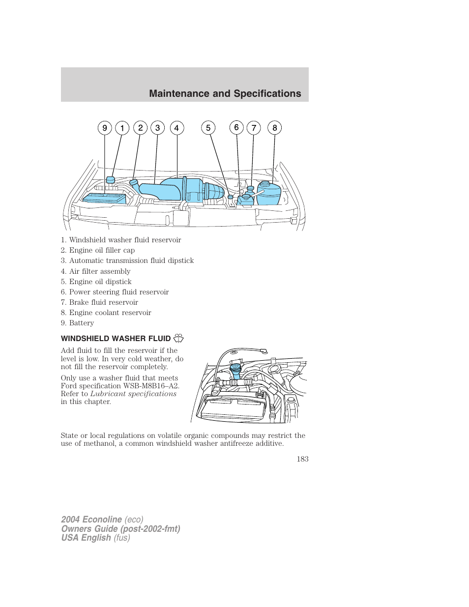 Maintenance and specifications | FORD 2004 E-450 v.2 User Manual | Page 183 / 248