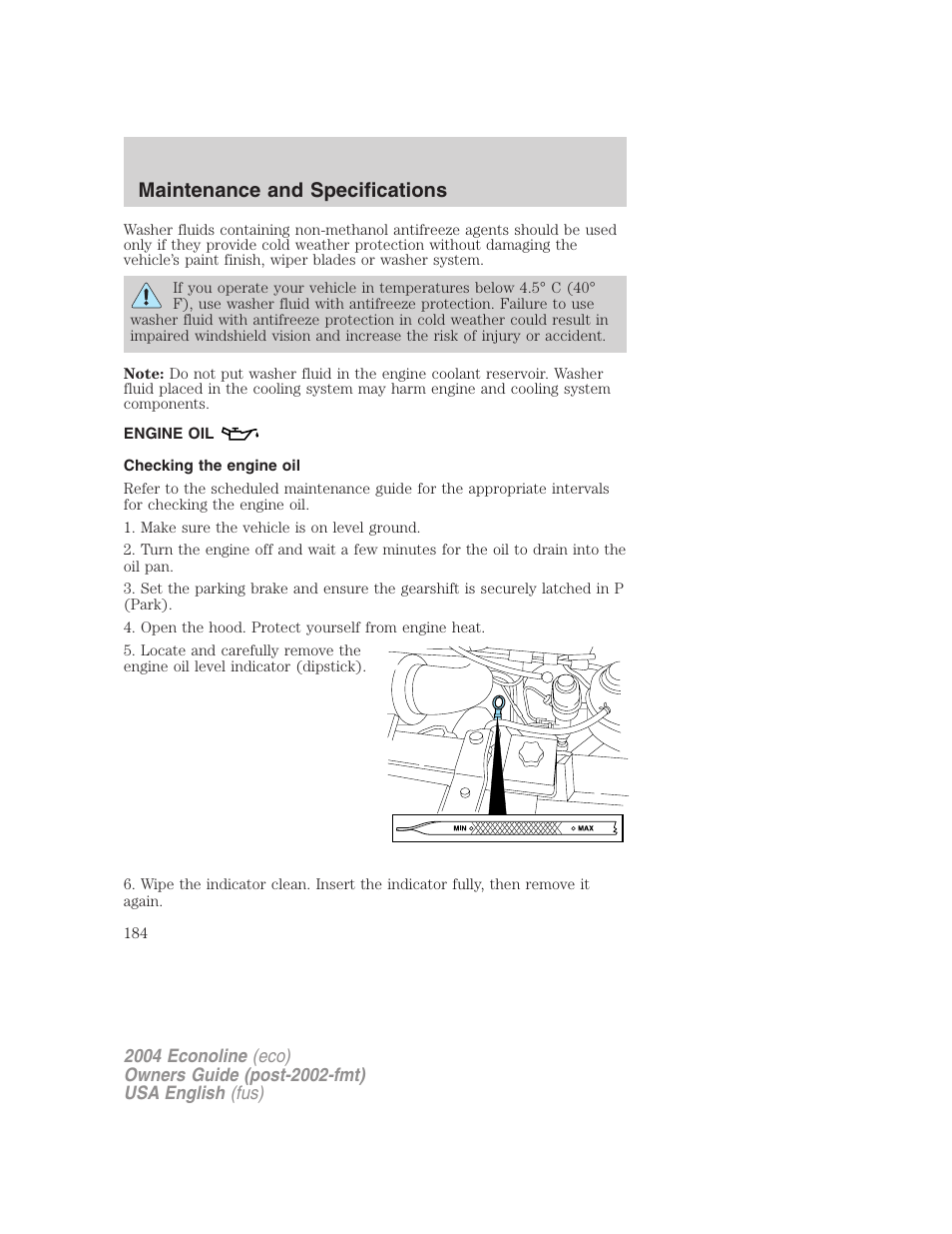 Maintenance and specifications | FORD 2004 E-450 v.2 User Manual | Page 184 / 248