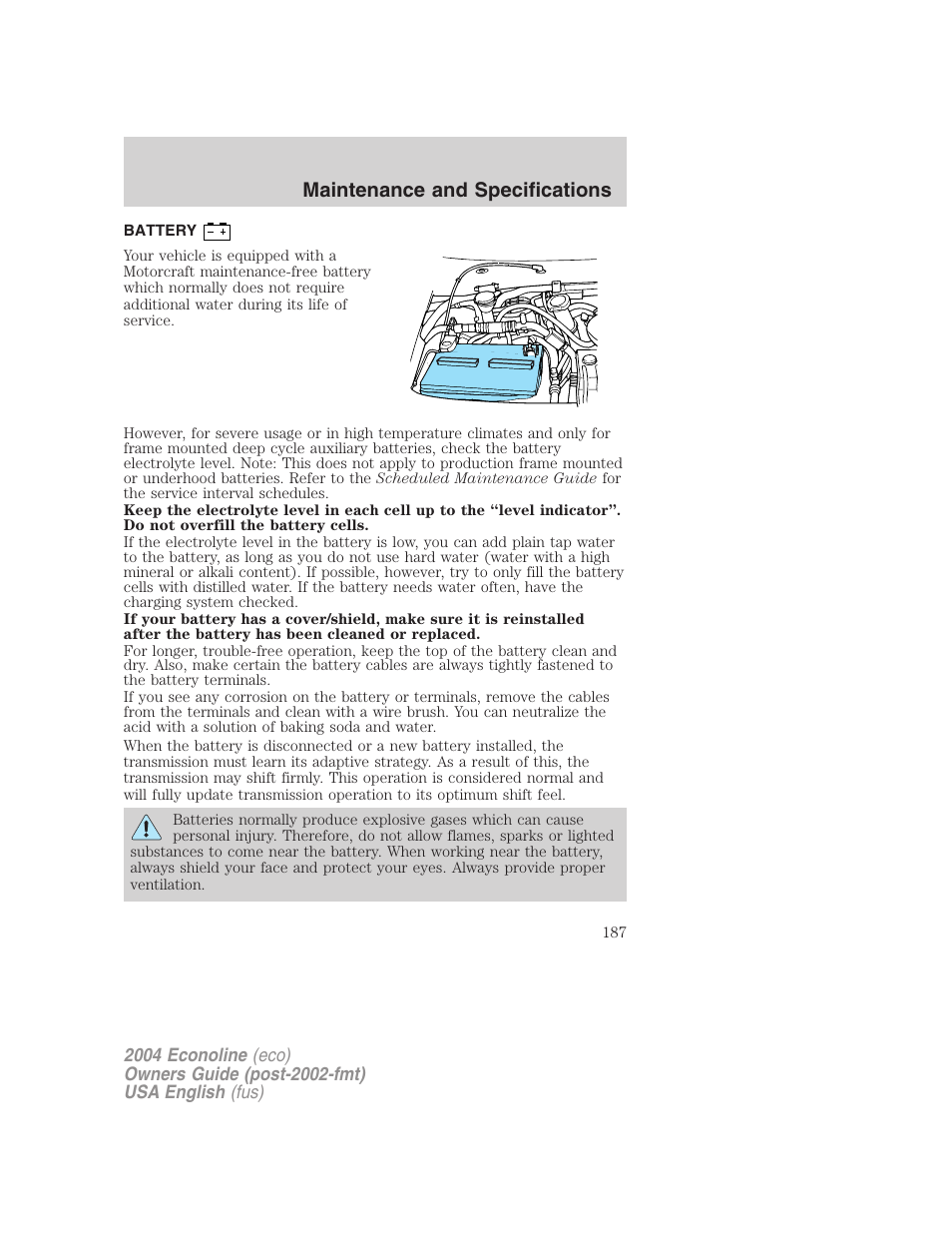 Maintenance and specifications | FORD 2004 E-450 v.2 User Manual | Page 187 / 248