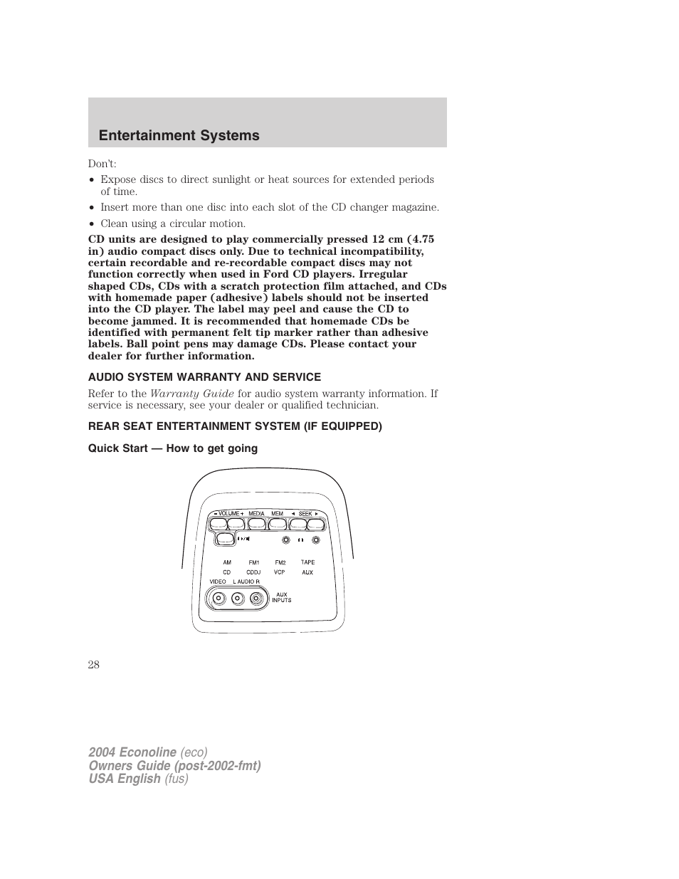 Entertainment systems | FORD 2004 E-450 v.2 User Manual | Page 28 / 248