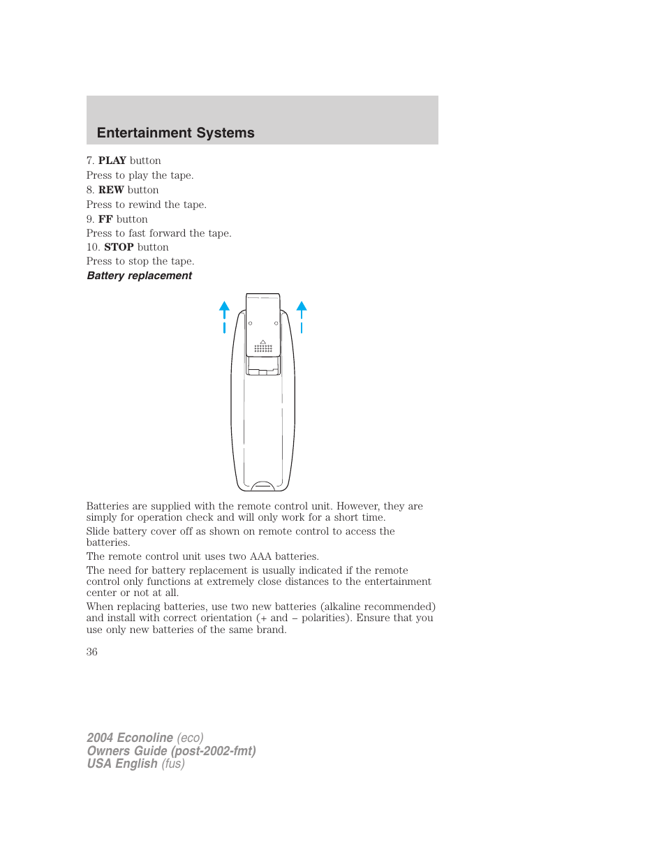 Entertainment systems | FORD 2004 E-450 v.2 User Manual | Page 36 / 248