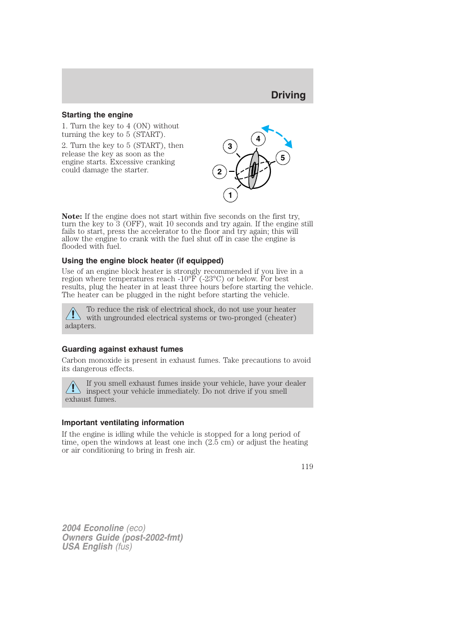 Driving | FORD 2004 E-450 v.3 User Manual | Page 119 / 256