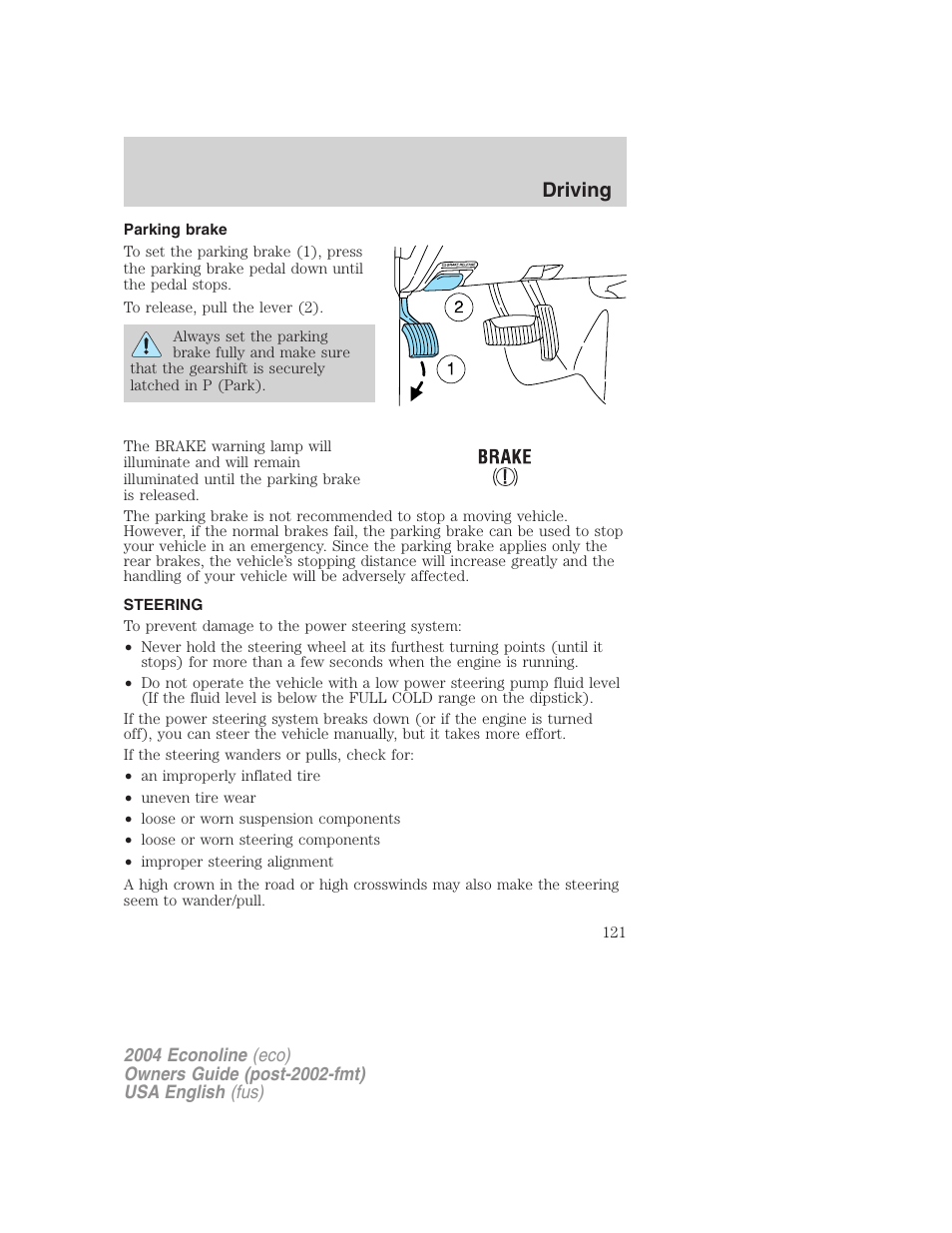 Driving | FORD 2004 E-450 v.3 User Manual | Page 121 / 256