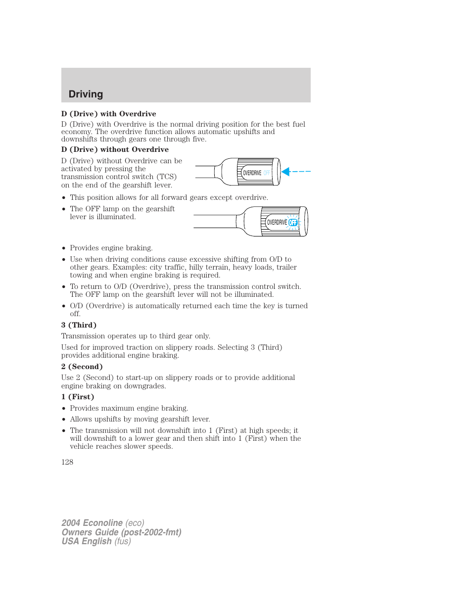 Driving | FORD 2004 E-450 v.3 User Manual | Page 128 / 256