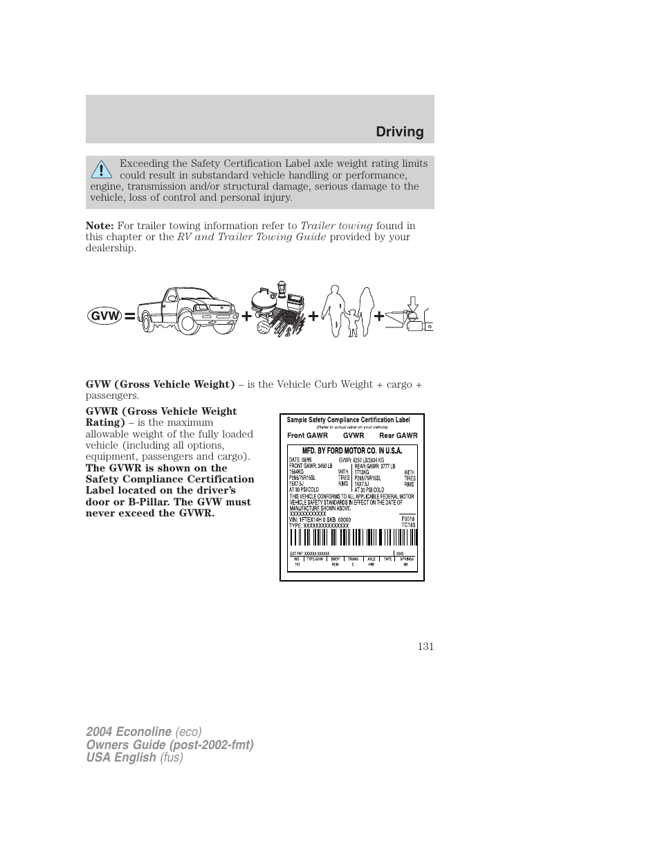 Driving | FORD 2004 E-450 v.3 User Manual | Page 131 / 256