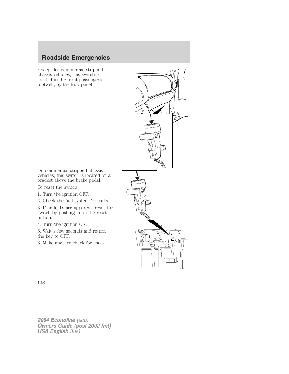 Roadside emergencies | FORD 2004 E-450 v.3 User Manual | Page 148 / 256