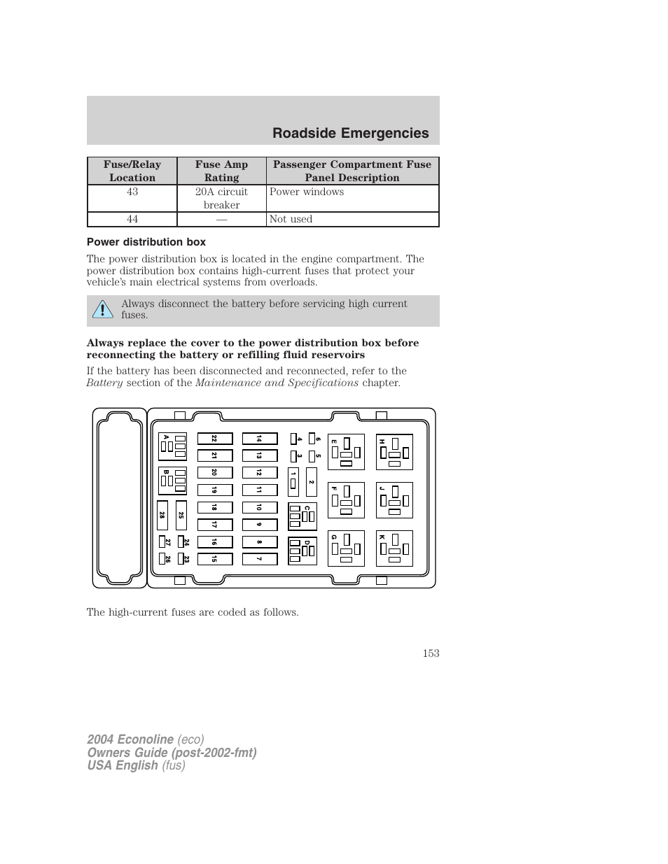 Roadside emergencies | FORD 2004 E-450 v.3 User Manual | Page 153 / 256