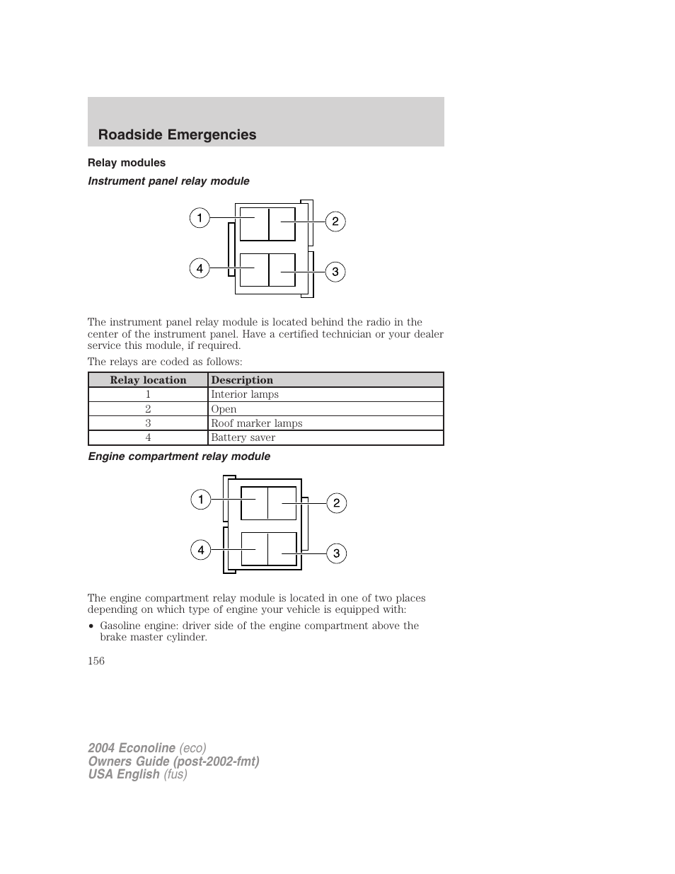 Roadside emergencies | FORD 2004 E-450 v.3 User Manual | Page 156 / 256