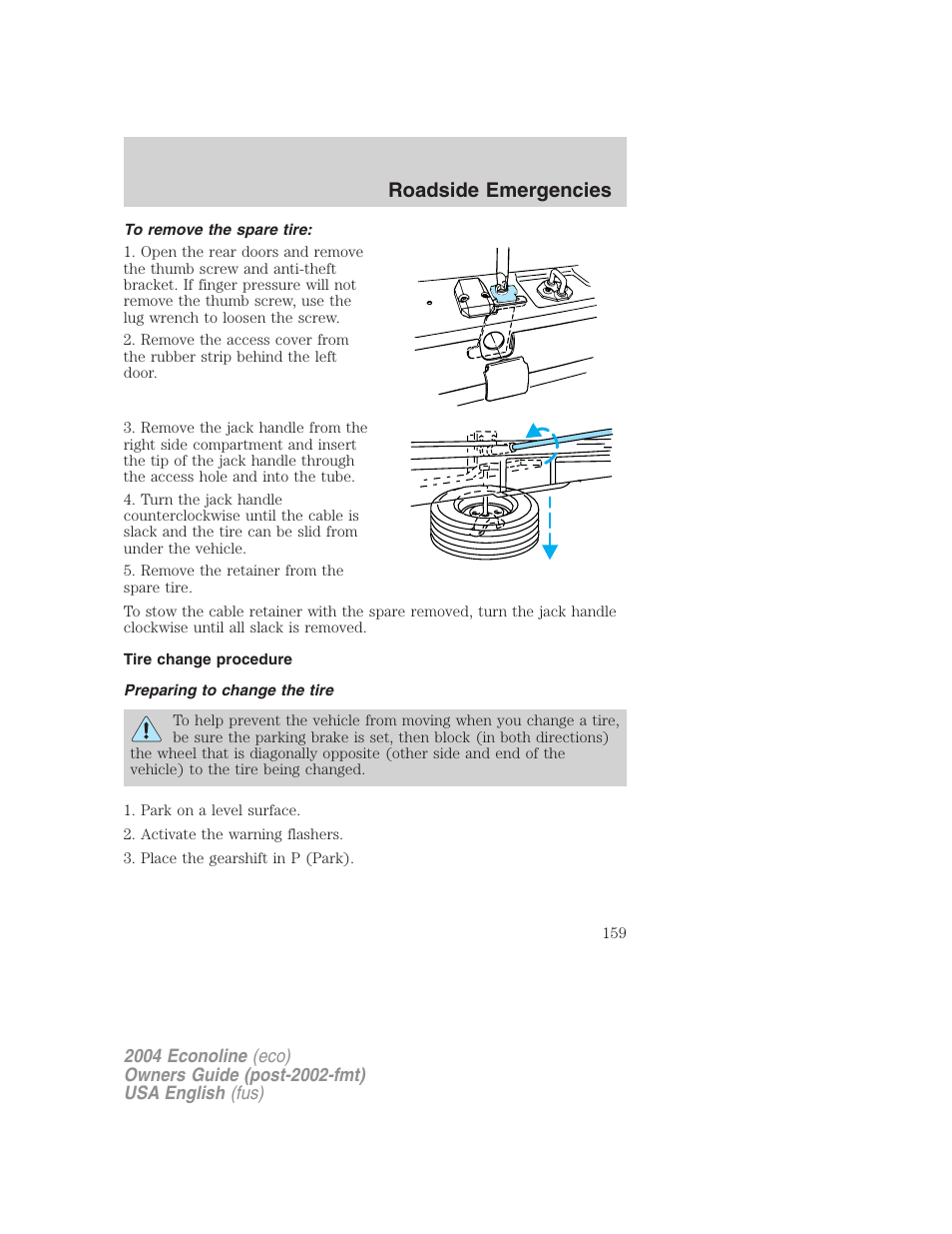 Roadside emergencies | FORD 2004 E-450 v.3 User Manual | Page 159 / 256