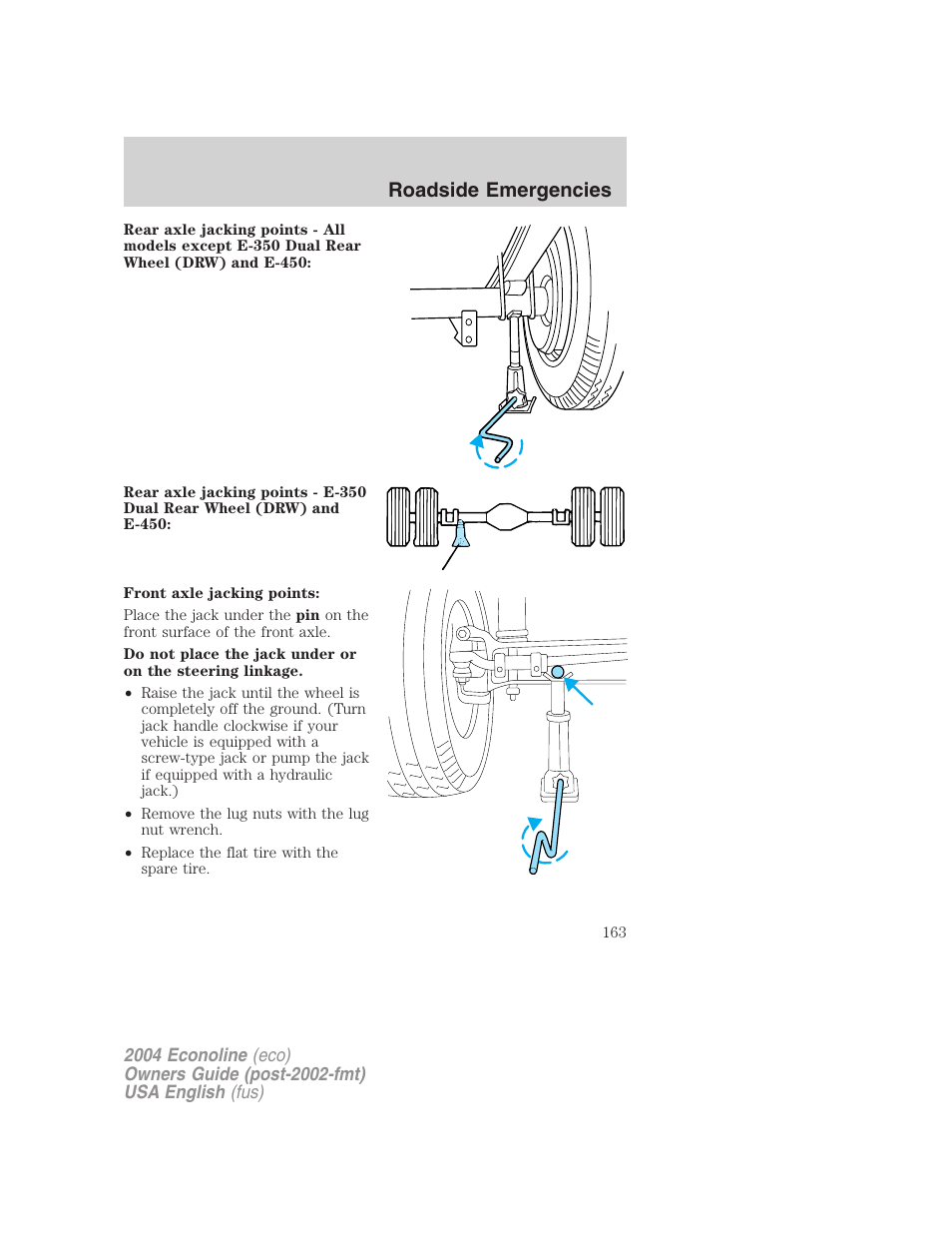 Roadside emergencies | FORD 2004 E-450 v.3 User Manual | Page 163 / 256