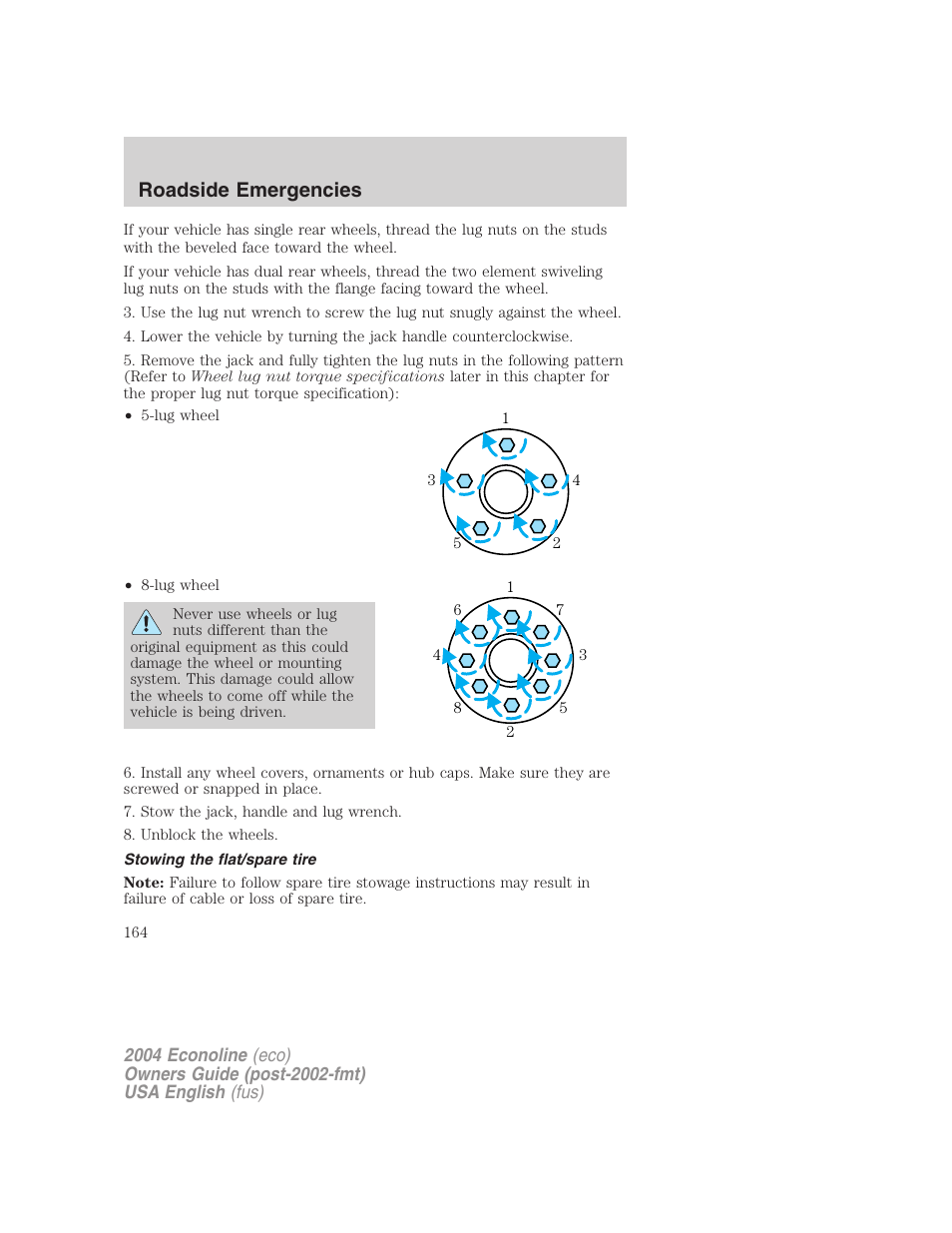 Roadside emergencies | FORD 2004 E-450 v.3 User Manual | Page 164 / 256