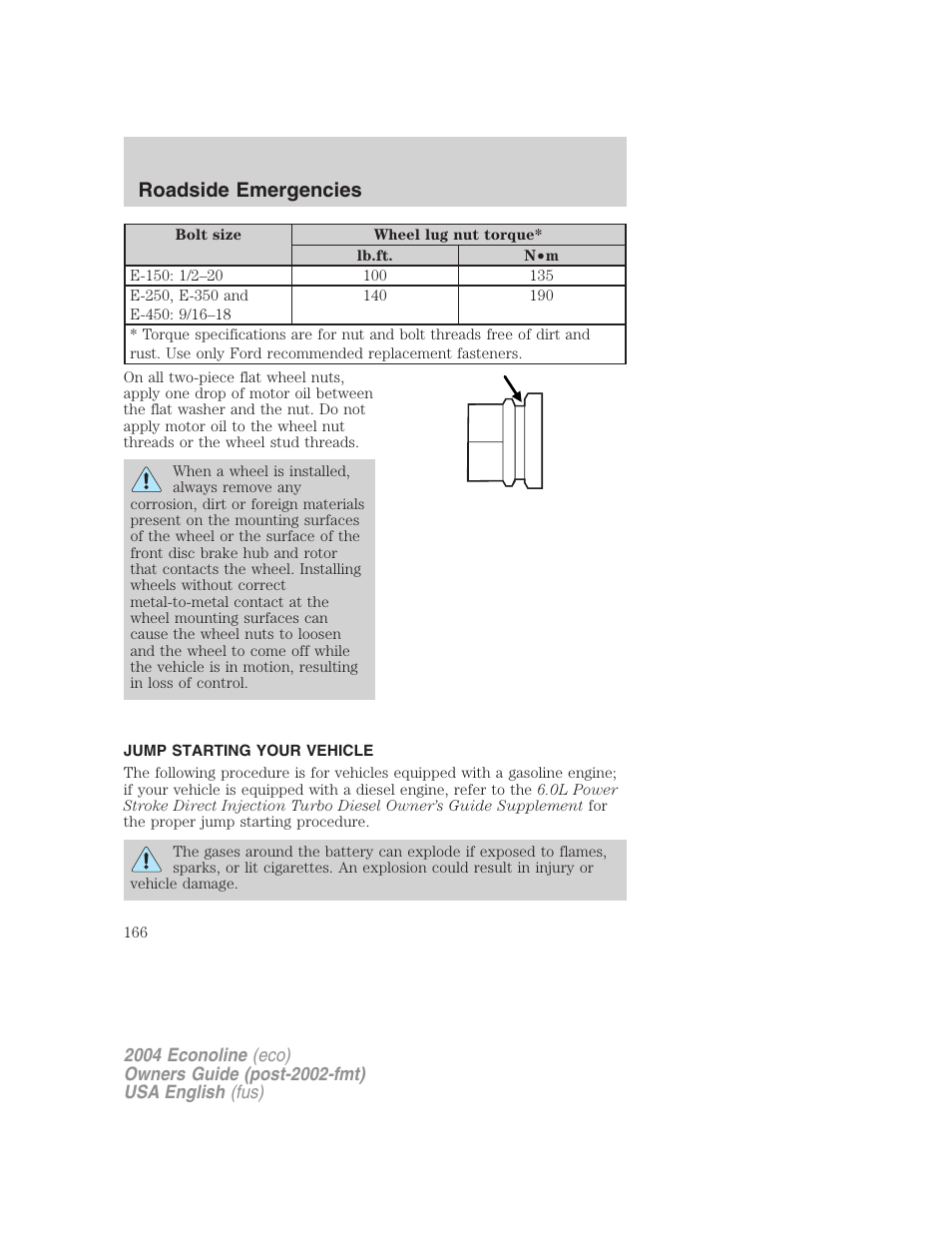 Roadside emergencies | FORD 2004 E-450 v.3 User Manual | Page 166 / 256