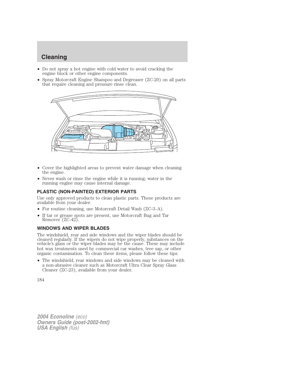 Cleaning | FORD 2004 E-450 v.3 User Manual | Page 184 / 256