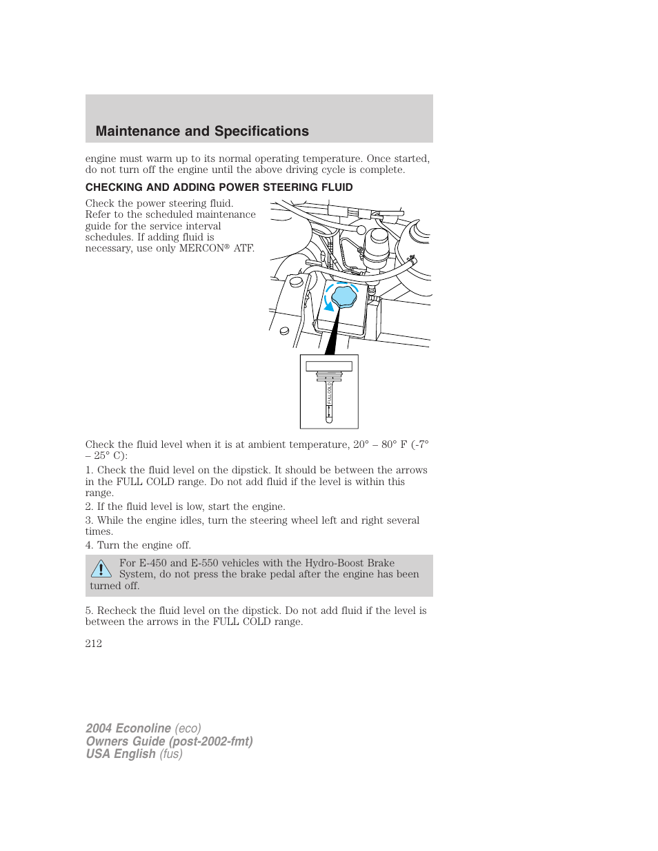 Maintenance and specifications | FORD 2004 E-450 v.3 User Manual | Page 212 / 256