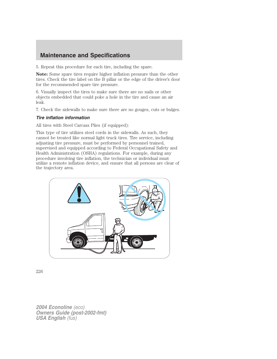 Maintenance and specifications | FORD 2004 E-450 v.3 User Manual | Page 226 / 256