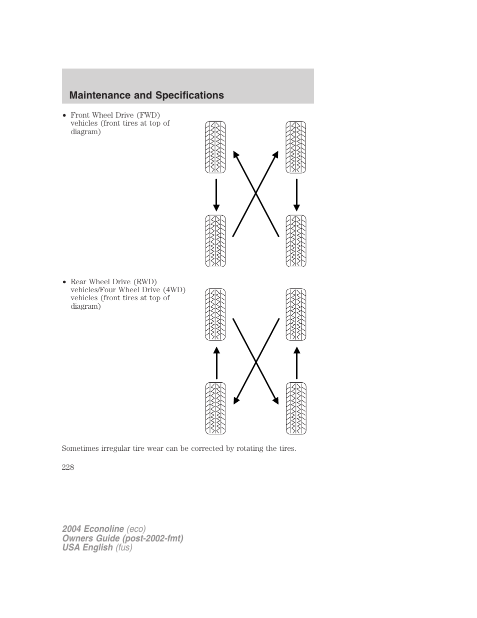 Maintenance and specifications | FORD 2004 E-450 v.3 User Manual | Page 228 / 256