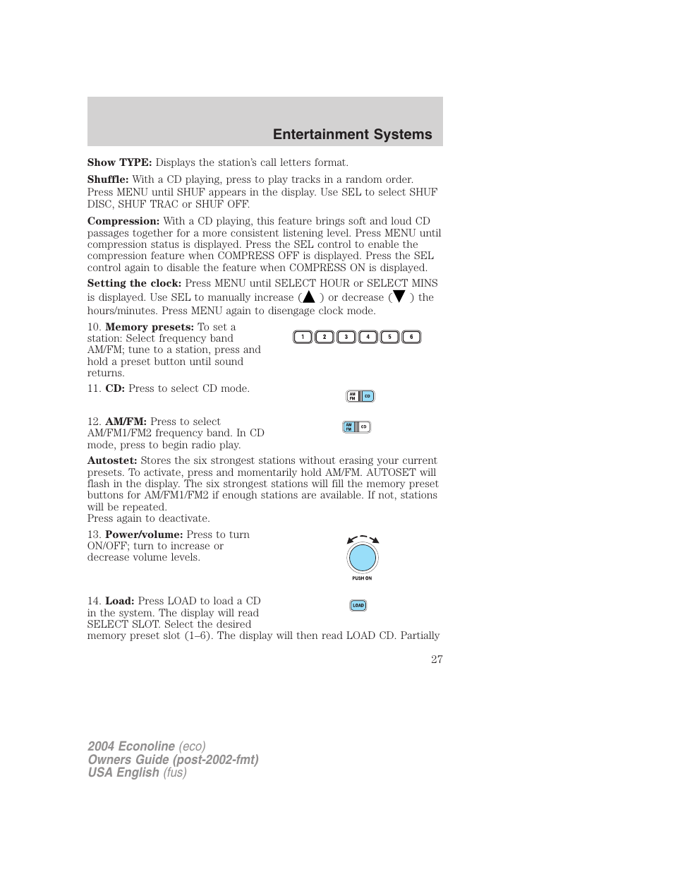 Entertainment systems | FORD 2004 E-450 v.3 User Manual | Page 27 / 256