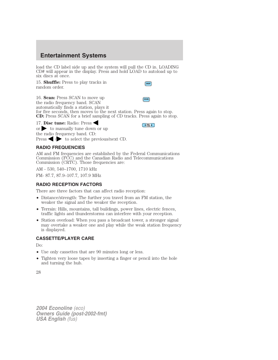 Entertainment systems | FORD 2004 E-450 v.3 User Manual | Page 28 / 256