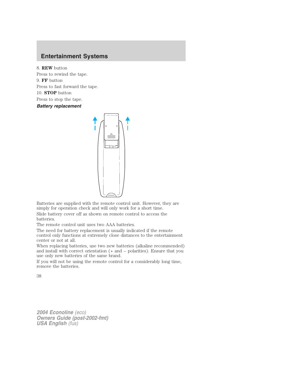 Entertainment systems | FORD 2004 E-450 v.3 User Manual | Page 38 / 256