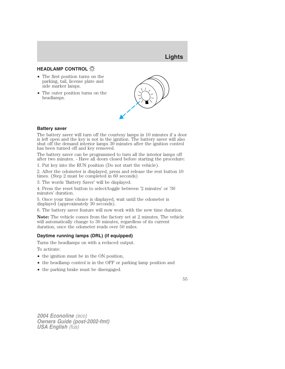 Lights | FORD 2004 E-450 v.3 User Manual | Page 55 / 256