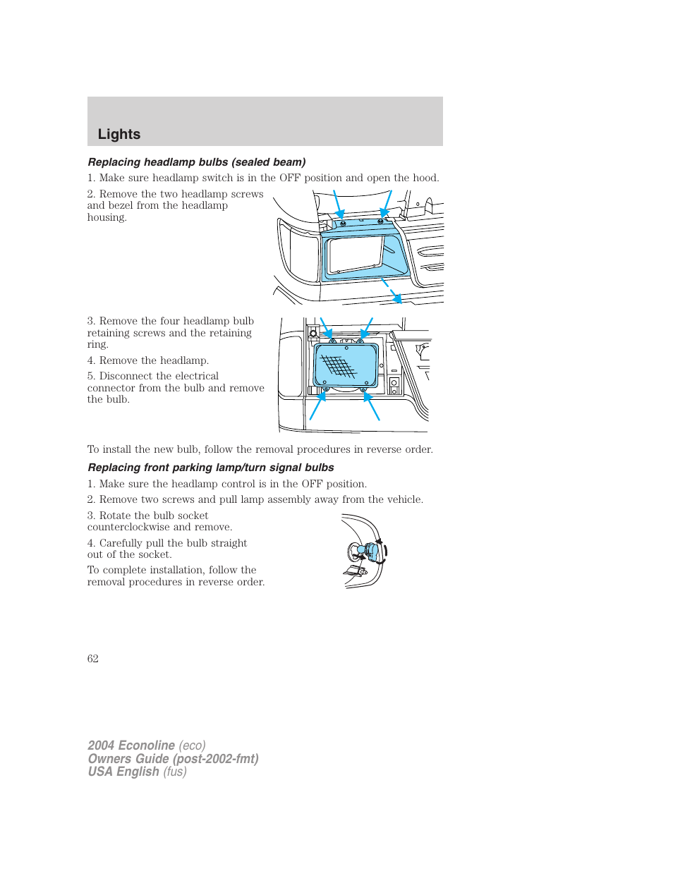Lights | FORD 2004 E-450 v.3 User Manual | Page 62 / 256