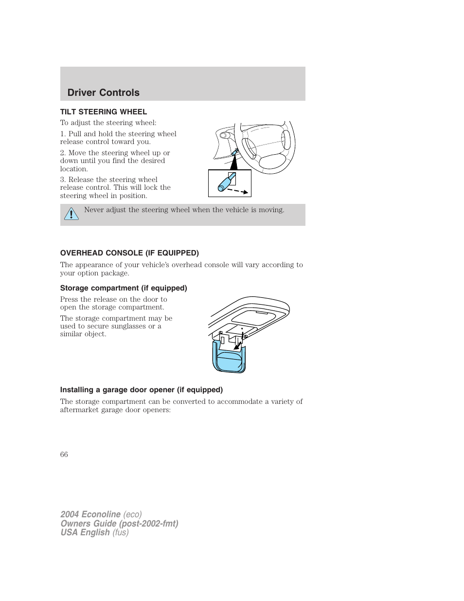 Driver controls | FORD 2004 E-450 v.3 User Manual | Page 66 / 256