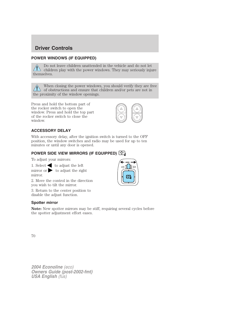 Driver controls | FORD 2004 E-450 v.3 User Manual | Page 70 / 256