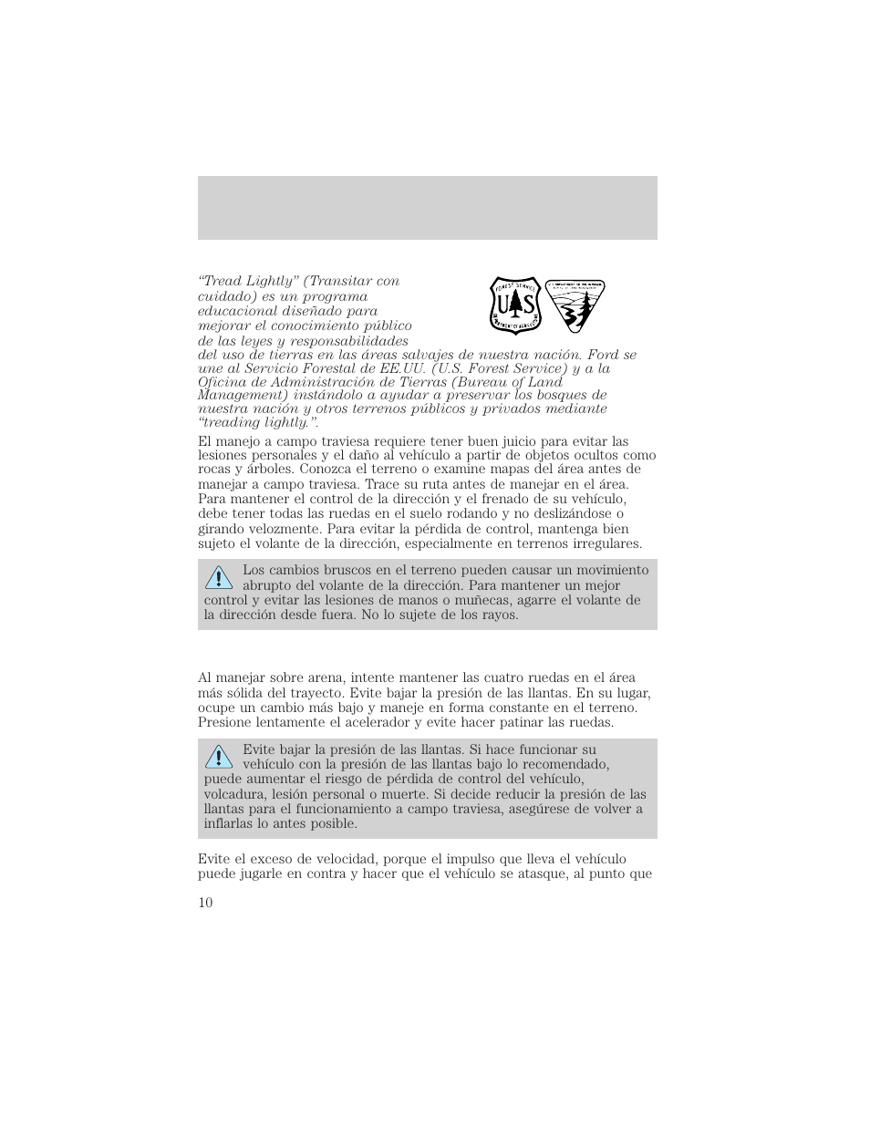 Manejo a campo traviesa | FORD 2004 Ranger v.2 User Manual | Page 10 / 48