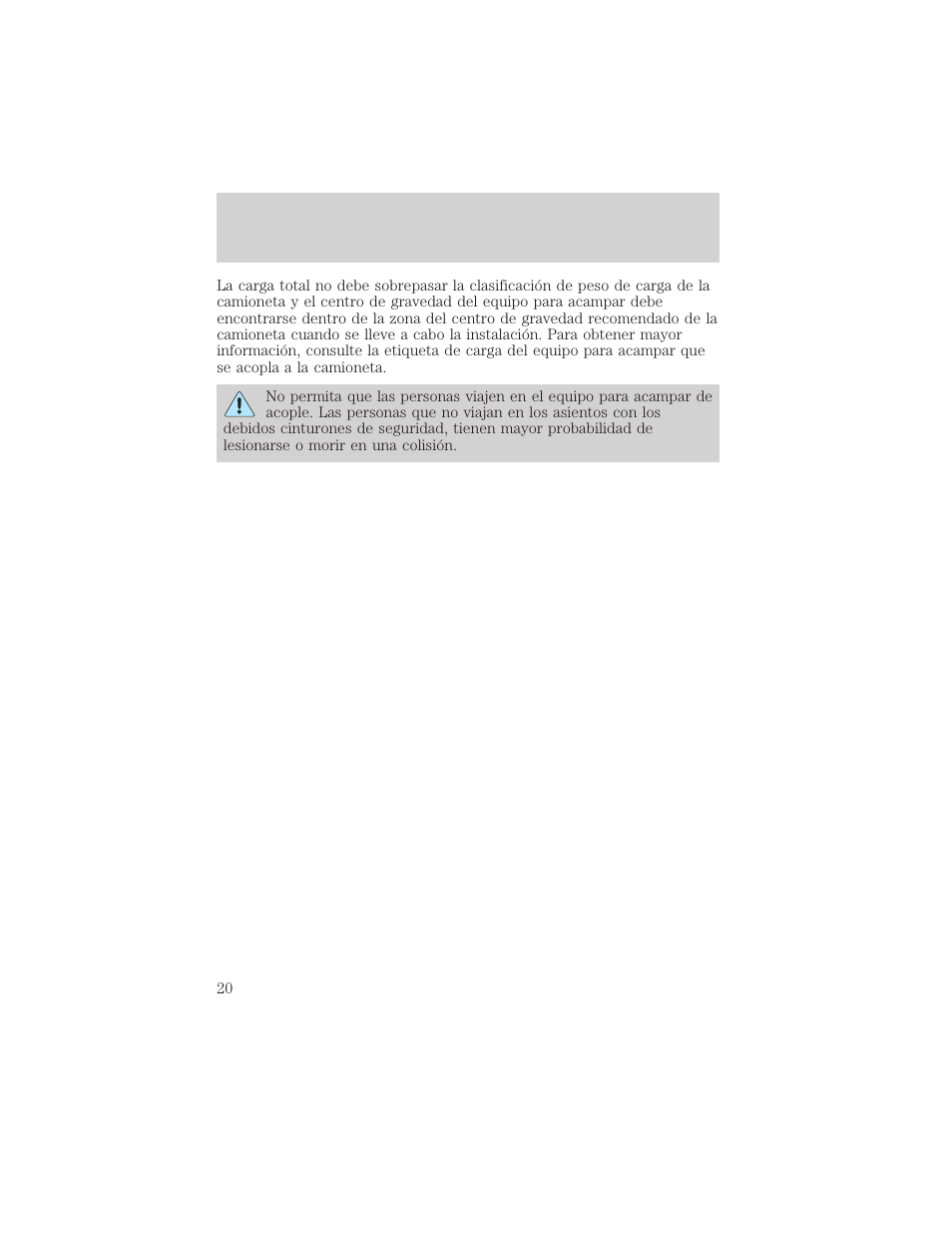 Carga del vehículo | FORD 2004 Ranger v.2 User Manual | Page 20 / 48