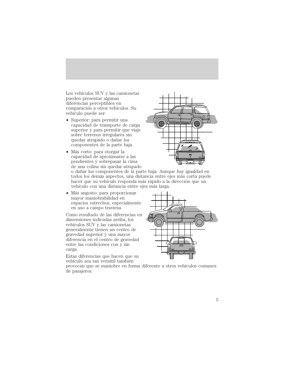 Características del vehículo | FORD 2004 Ranger v.2 User Manual | Page 5 / 48