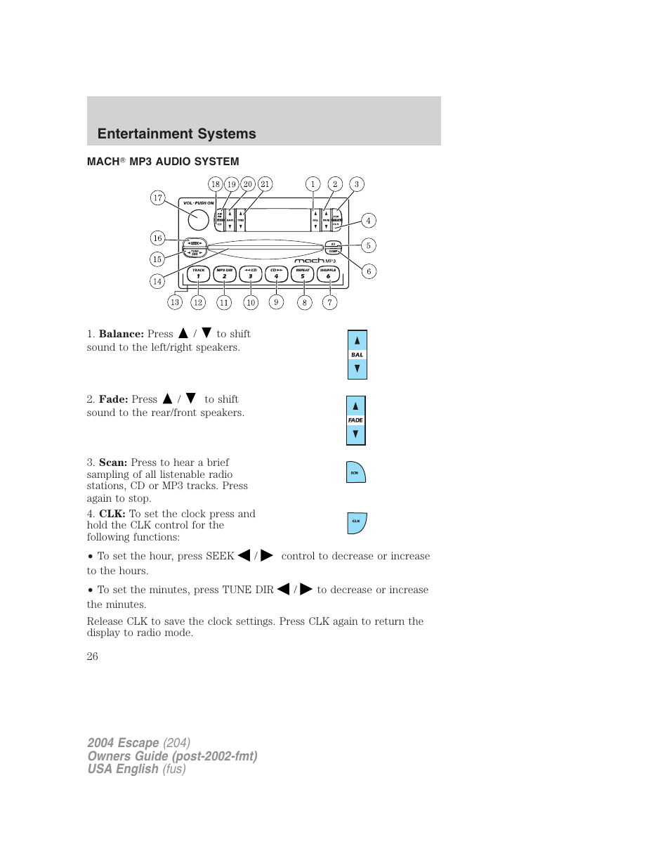 Entertainment systems | FORD 2004 Escape v.1 User Manual | Page 26 / 240