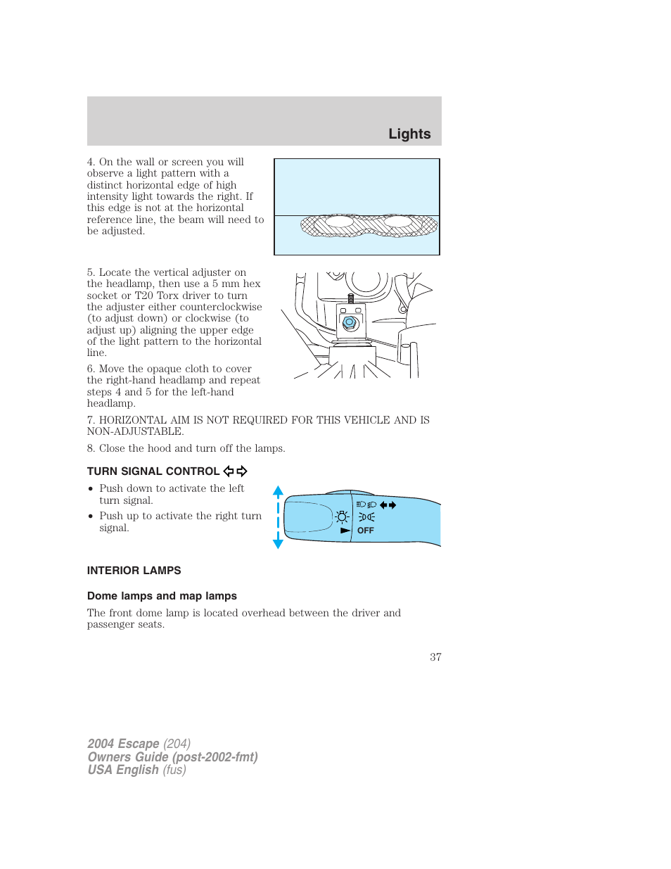 Lights | FORD 2004 Escape v.1 User Manual | Page 37 / 240