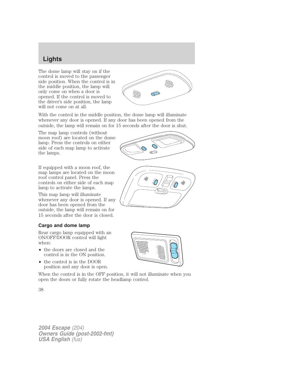 Lights | FORD 2004 Escape v.1 User Manual | Page 38 / 240