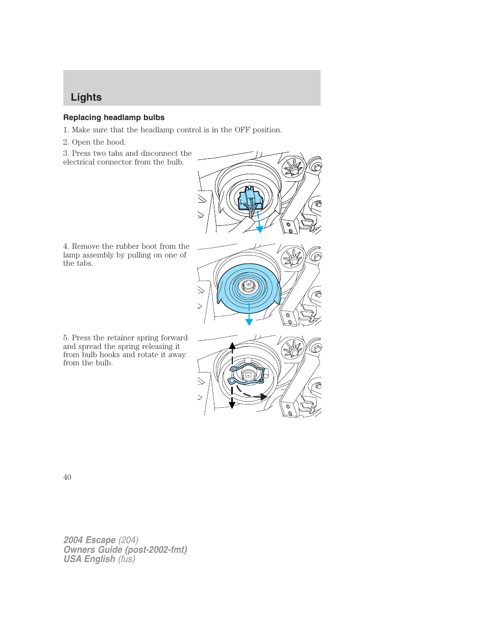 Lights | FORD 2004 Escape v.1 User Manual | Page 40 / 240