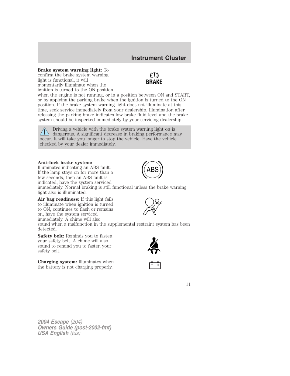 FORD 2004 Escape v.2 User Manual | Page 11 / 256