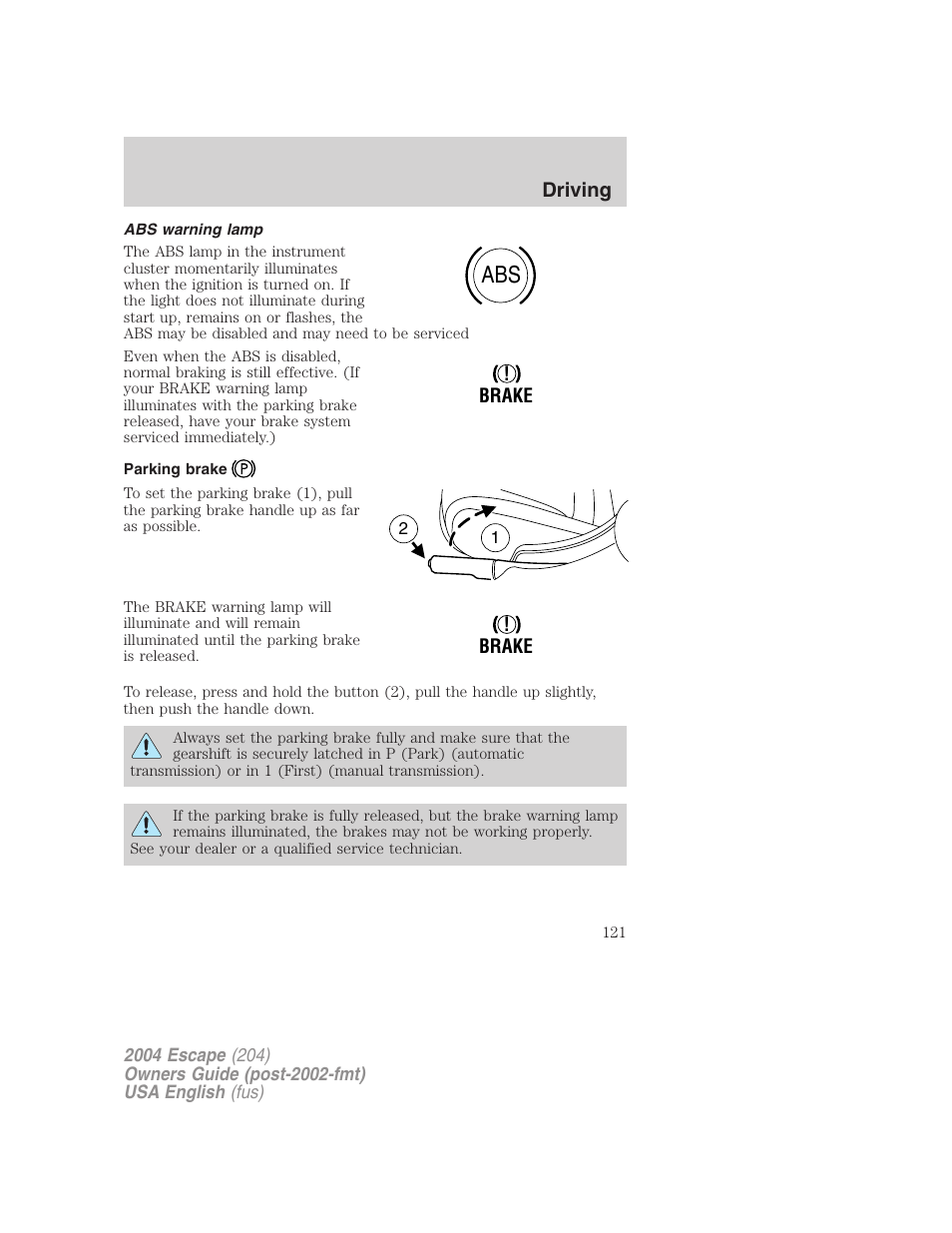 FORD 2004 Escape v.2 User Manual | Page 121 / 256