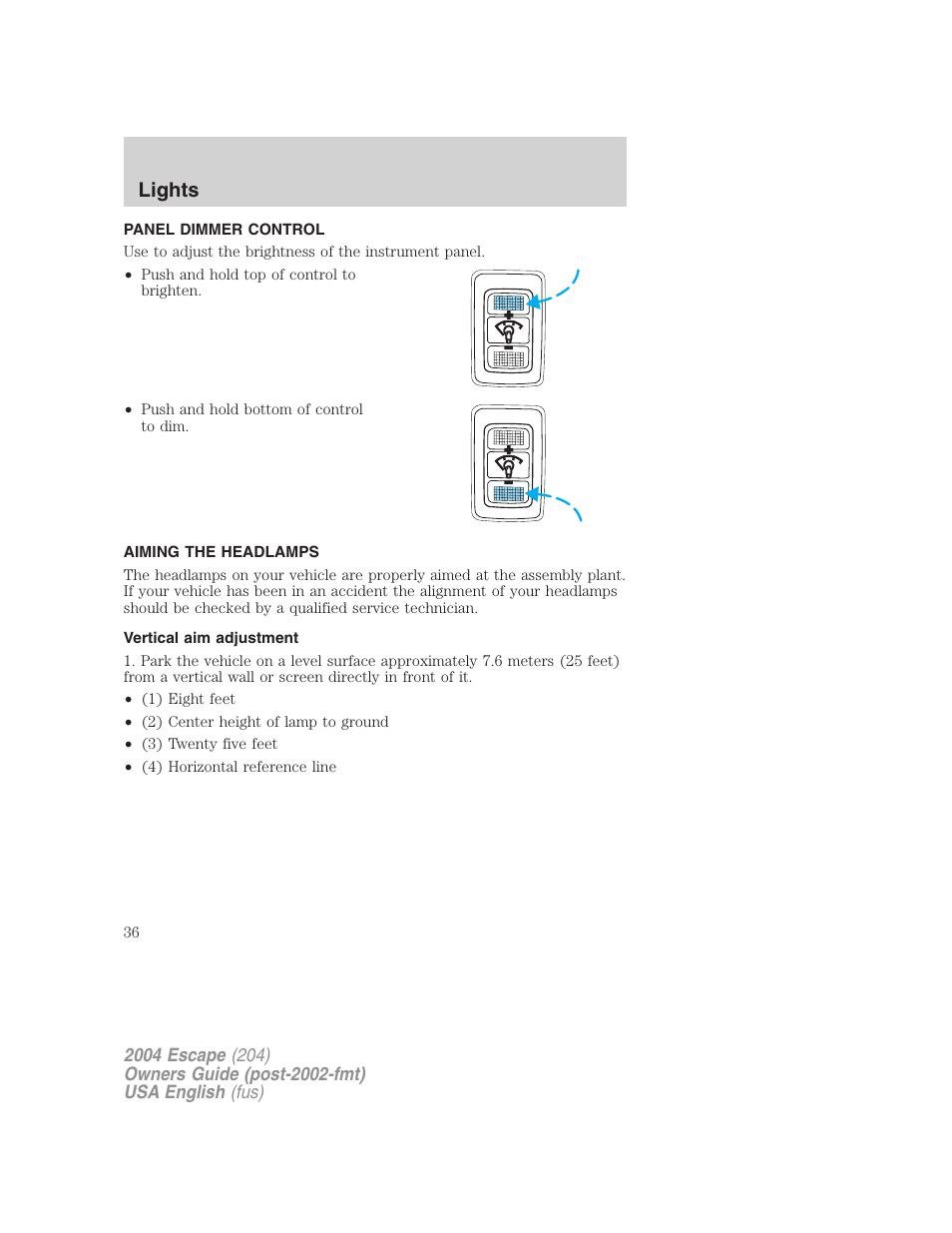 Lights | FORD 2004 Escape v.2 User Manual | Page 36 / 256
