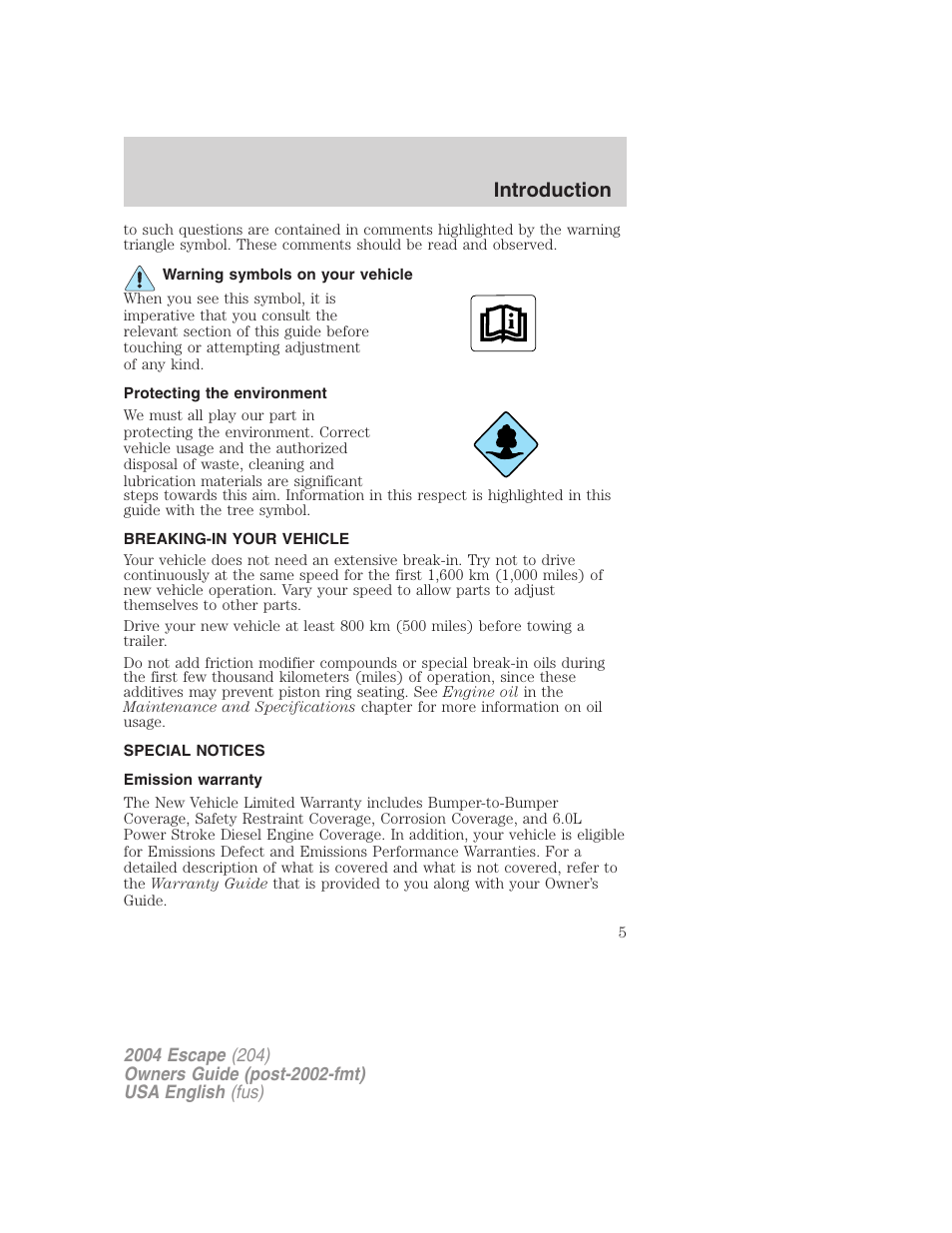 Introduction | FORD 2004 Escape v.2 User Manual | Page 5 / 256