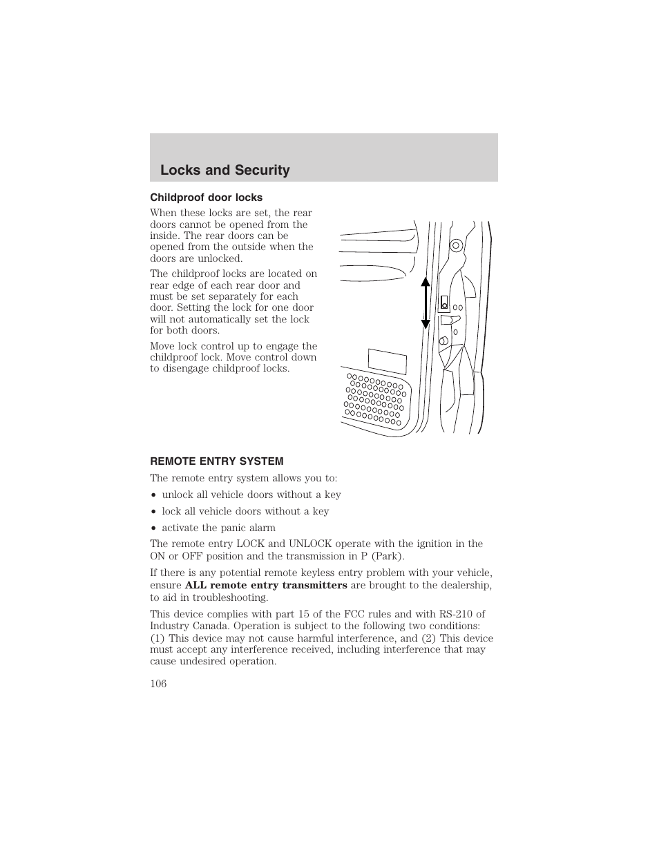 Locks and security | FORD 2004 Excursion v.1 User Manual | Page 106 / 272
