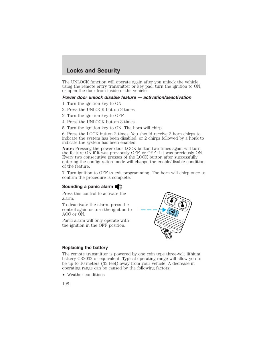 Locks and security | FORD 2004 Excursion v.1 User Manual | Page 108 / 272