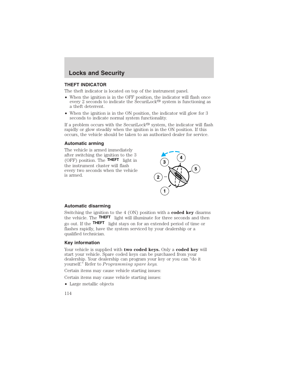 Locks and security | FORD 2004 Excursion v.1 User Manual | Page 114 / 272