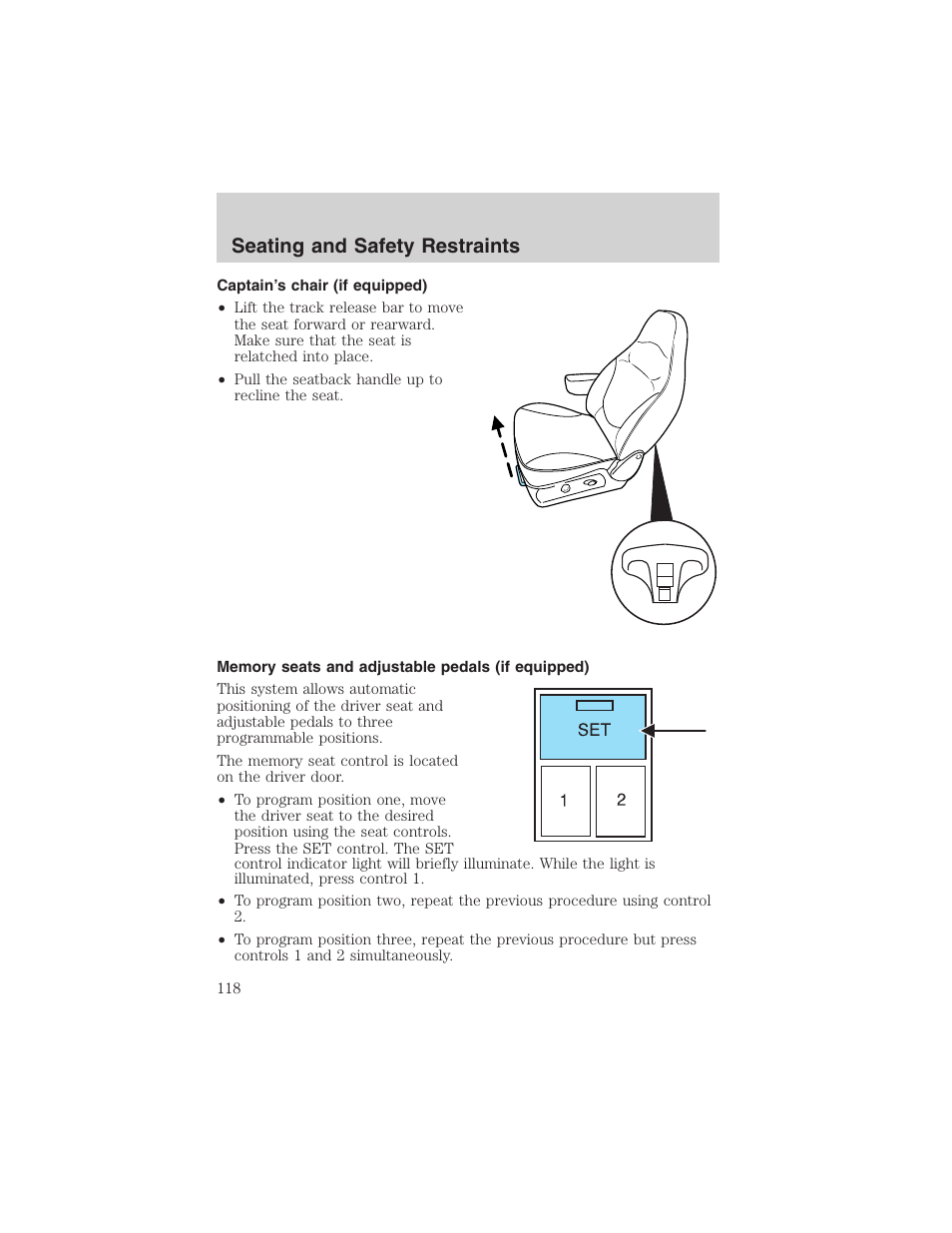Seating and safety restraints | FORD 2004 Excursion v.1 User Manual | Page 118 / 272